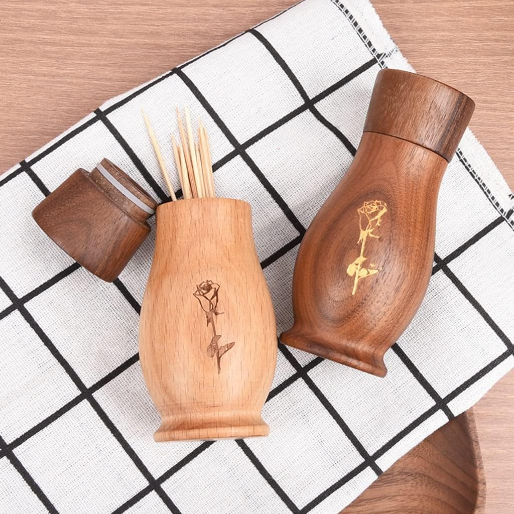 Toothpick Dispenser Portable Chinese Style Retro Toothpick Bottle Home Kitchen Gadgets Desktop Toothpick Holder Dispenser Toothpicks for Appetizers(D)