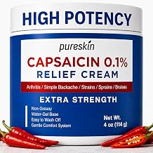 PURESKIN Capsaicin Cream Extra Strength 0.1% Capsaicin Neuropathy Cream for Nerve, Arthritis, Joint & Muscle Discomfort, Lightweight Formula, 4 oz