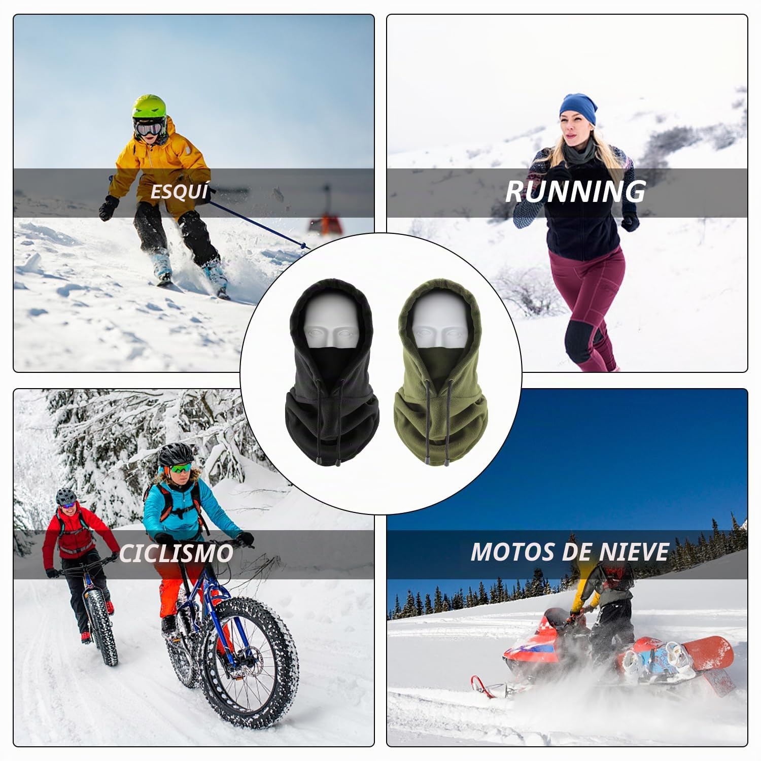 2 máscaras con capucha, máscaras cálidas para hombres y mujeres, capuchas de ciclismo al aire libre, pasamontañas a prueba de viento, adecuadas para ciclismo, correr, escalada y clima frío