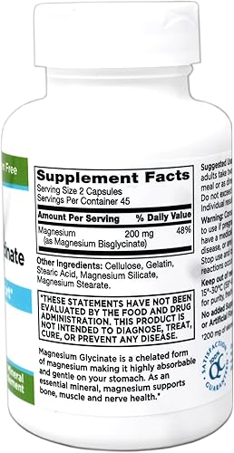 Miniatura 3 de Quality Choice Glicinato de magnesio 200 mg - Soporte para huesos, músculos, corazón y nervios, 90 cápsulas