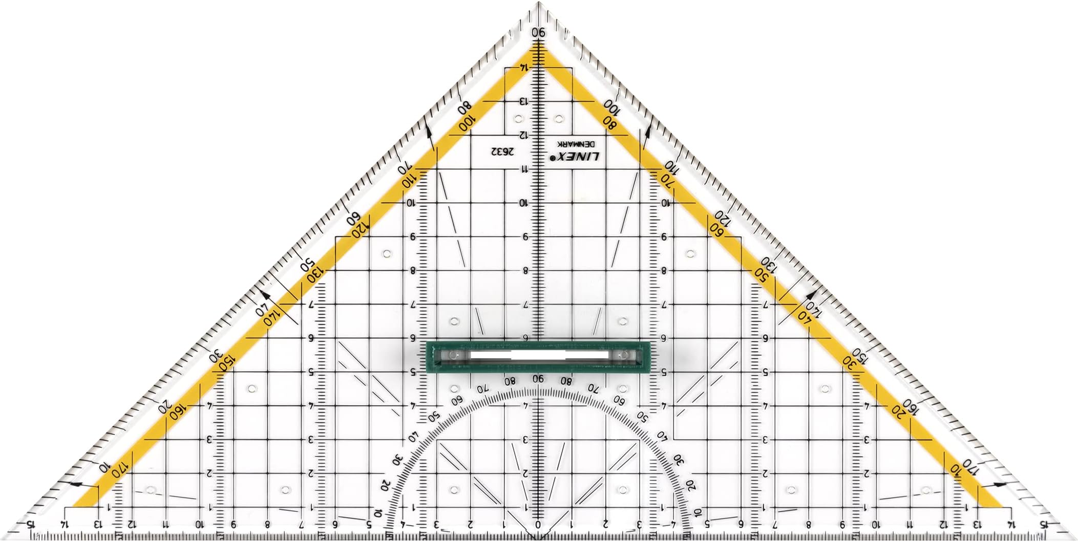 2632 Plastic Geo Triangle with Handle 30cm Protractor Removable Handle Facet Ink Nubs Metric Scale