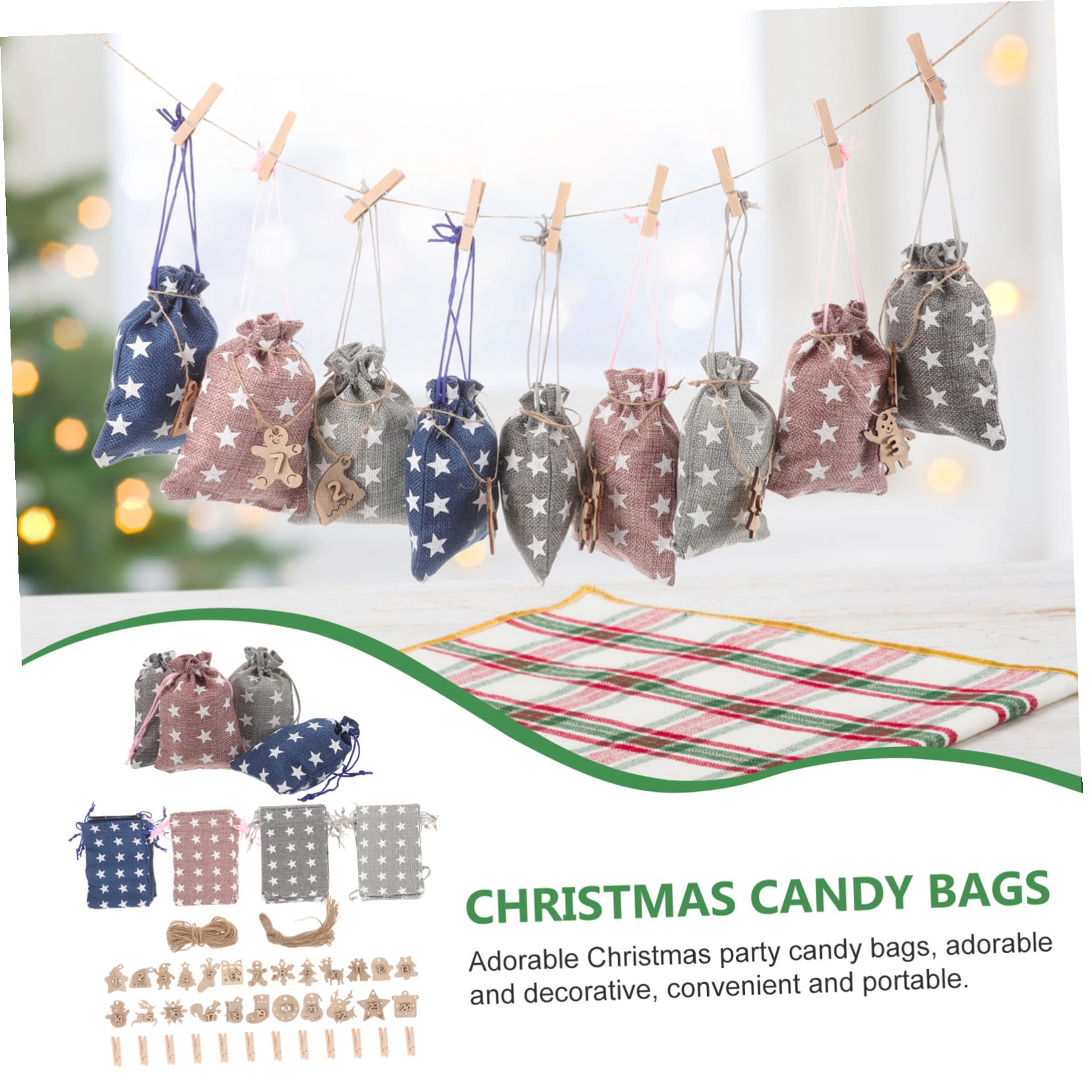 GARIOUANS Sacchetti Regalo Natale in Stoffa con Numeri per Calendario Avvento Borse Portatili per Caramelle e Dolcetti Sacchetti Regali Piccoli per Feste Natalizie per Snack e Bomboniere