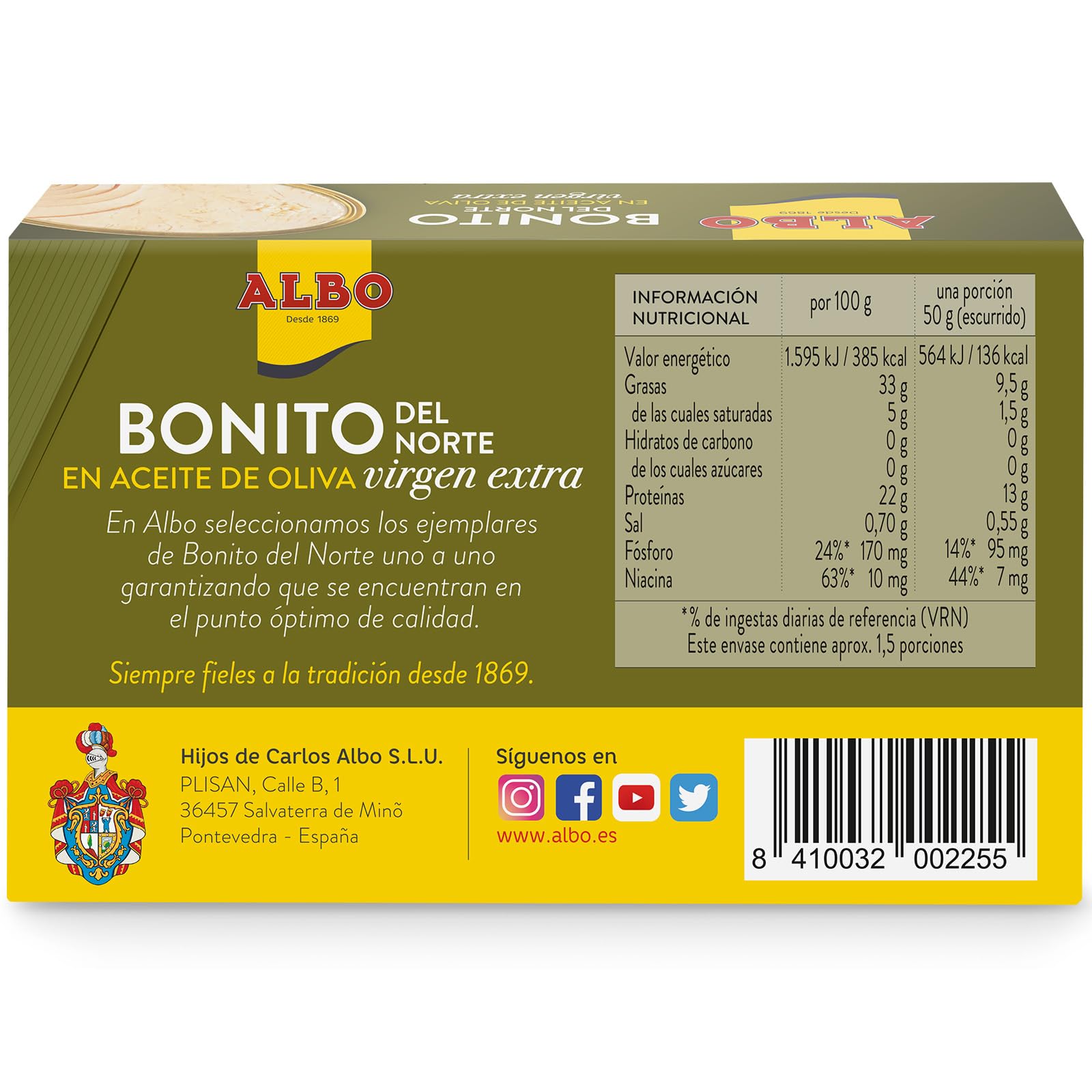 Albo Bonito Del Norte en Aceite de Oliva Virgen Extra, 112g