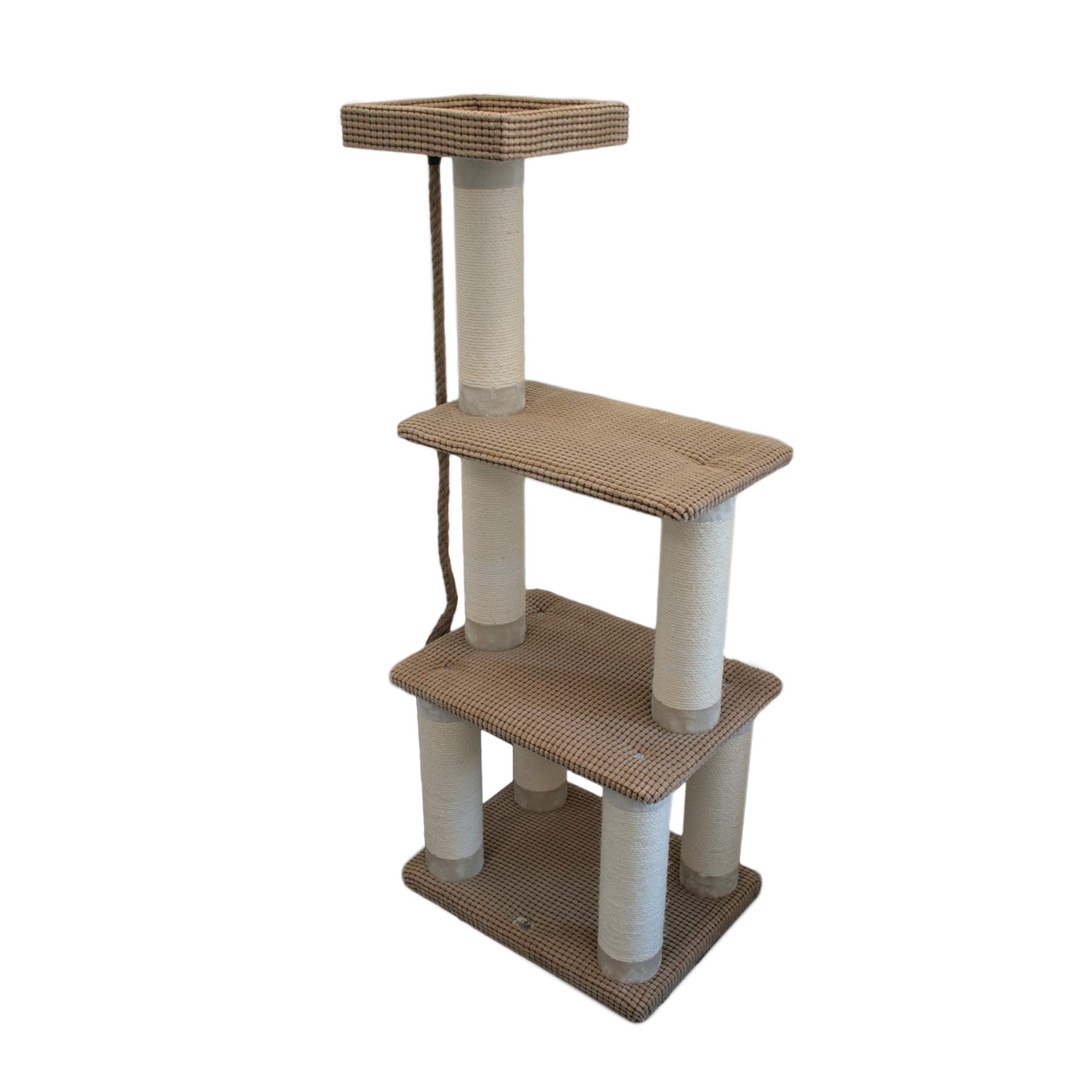 Bontoy Drapak Cleo w kolorze jasnobrązowym, 60 x 44 x 150 cm, z pniami sizalowymi 12 cm, stabilny drapak dla kota