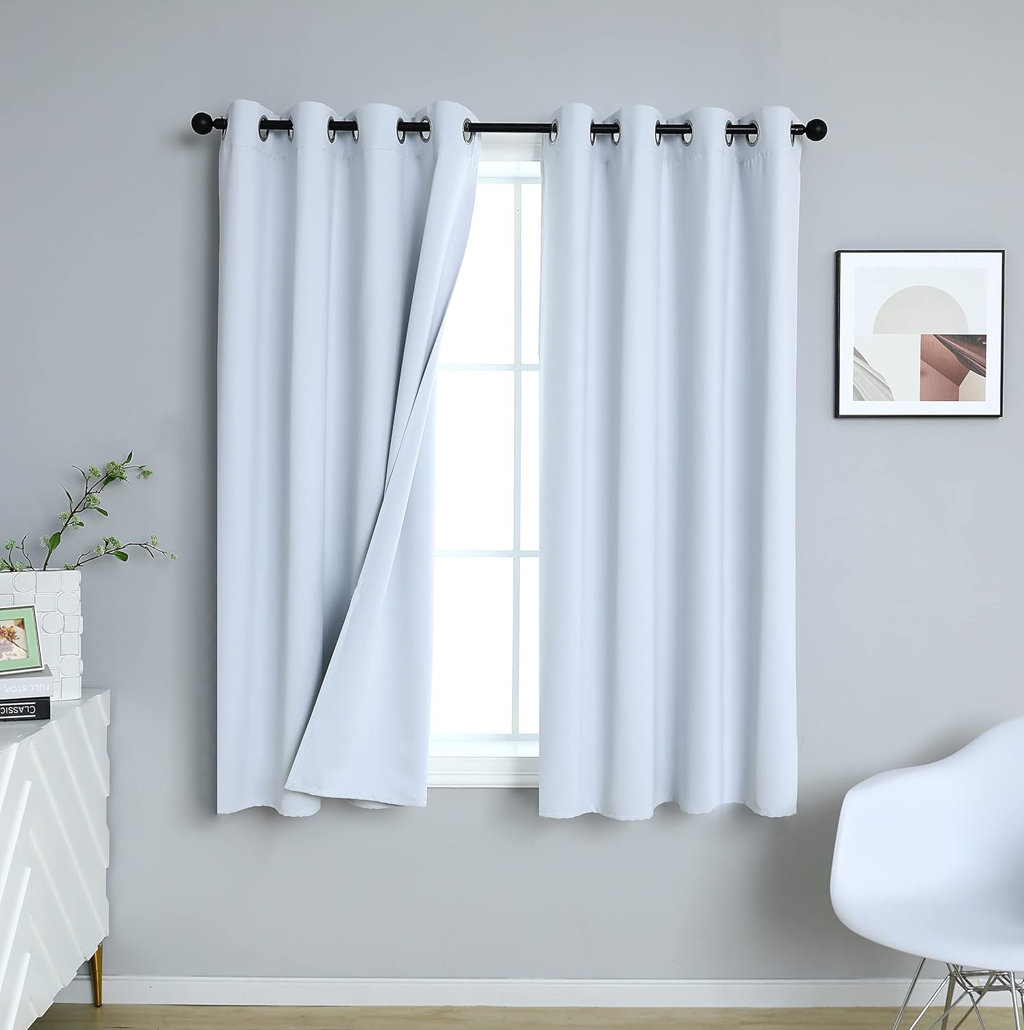 INLINAS Blackout Curtains for Bedroom, Thermal Insulated, Noise Reduction, Energy Saving Set of 2 Panels, Off White, 52W x 63L Inch