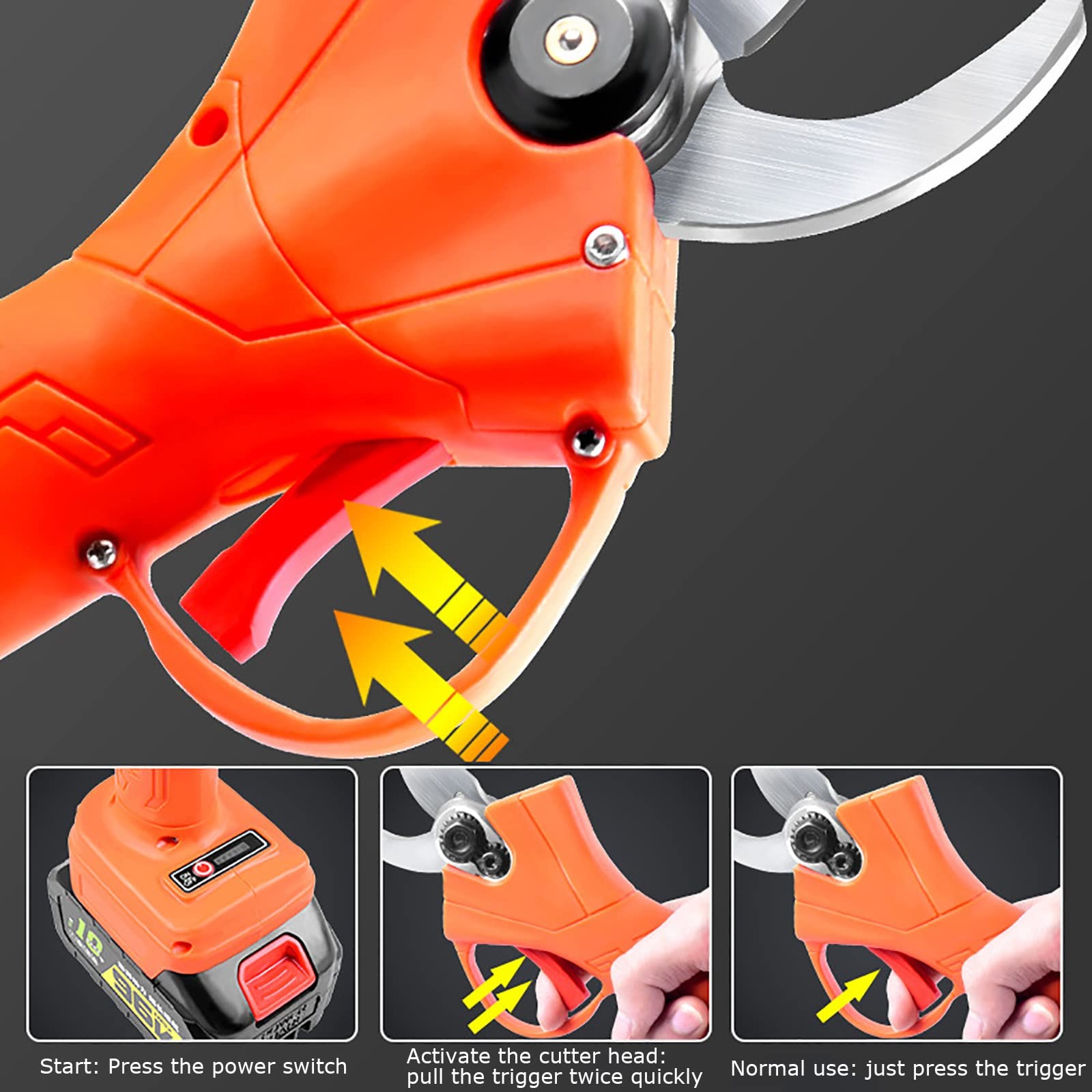 Tijeras de podar eléctricas Tijeras de podar inalámbricas Tijeras de podar eléctricas Profesionales para podar jardinería árboles frutales viñedos [Solo Cuerpo de Tijera] (Compatible con Bat