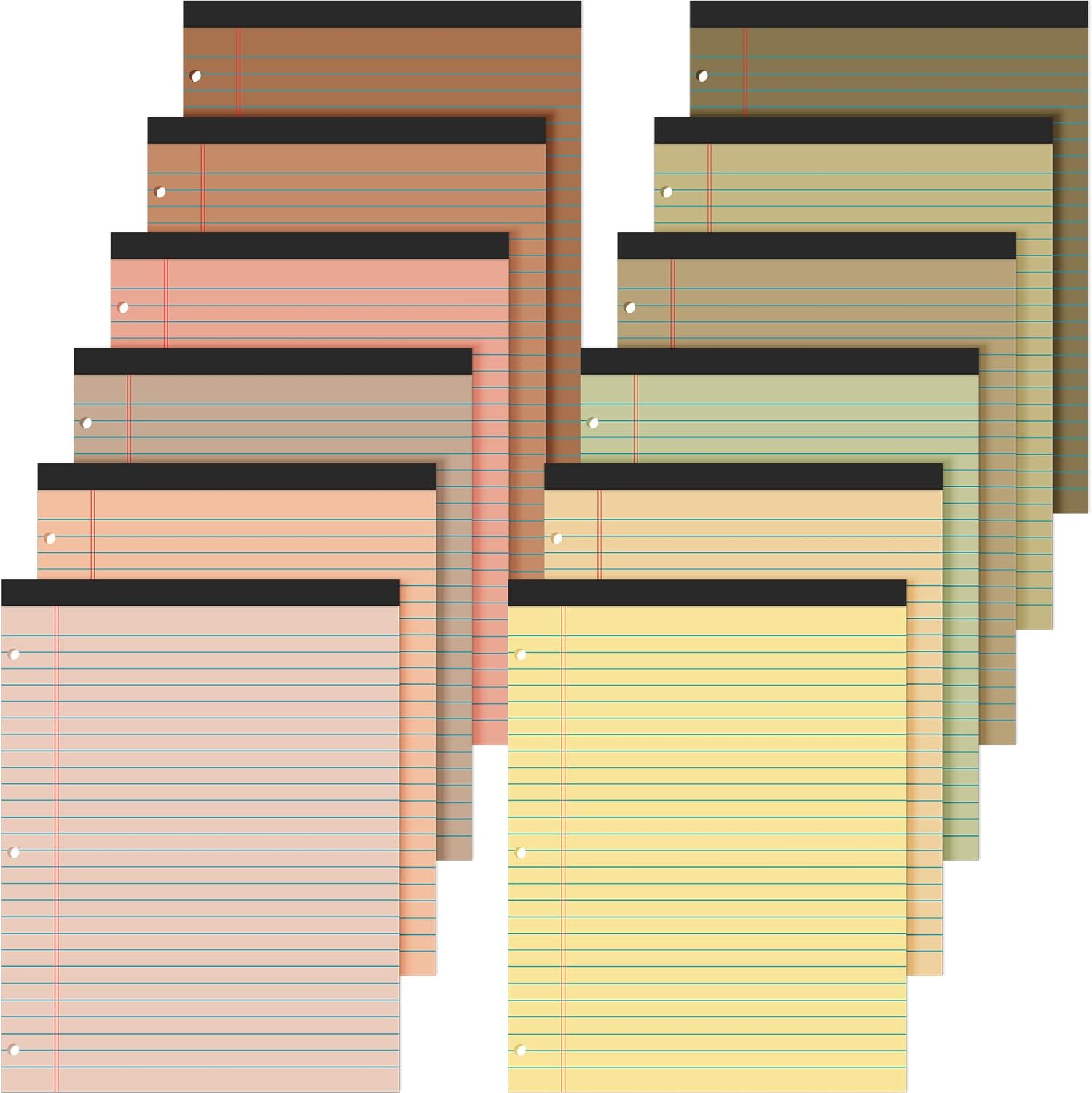 Fuutreo 12 Pcs 8.5'' x 11'' Colored Legal Pad Wide Ruled 3