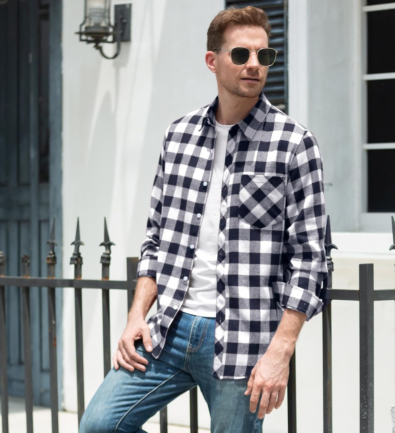 Betusline Boy and Men Button Down Plaid Shirt - Image 2