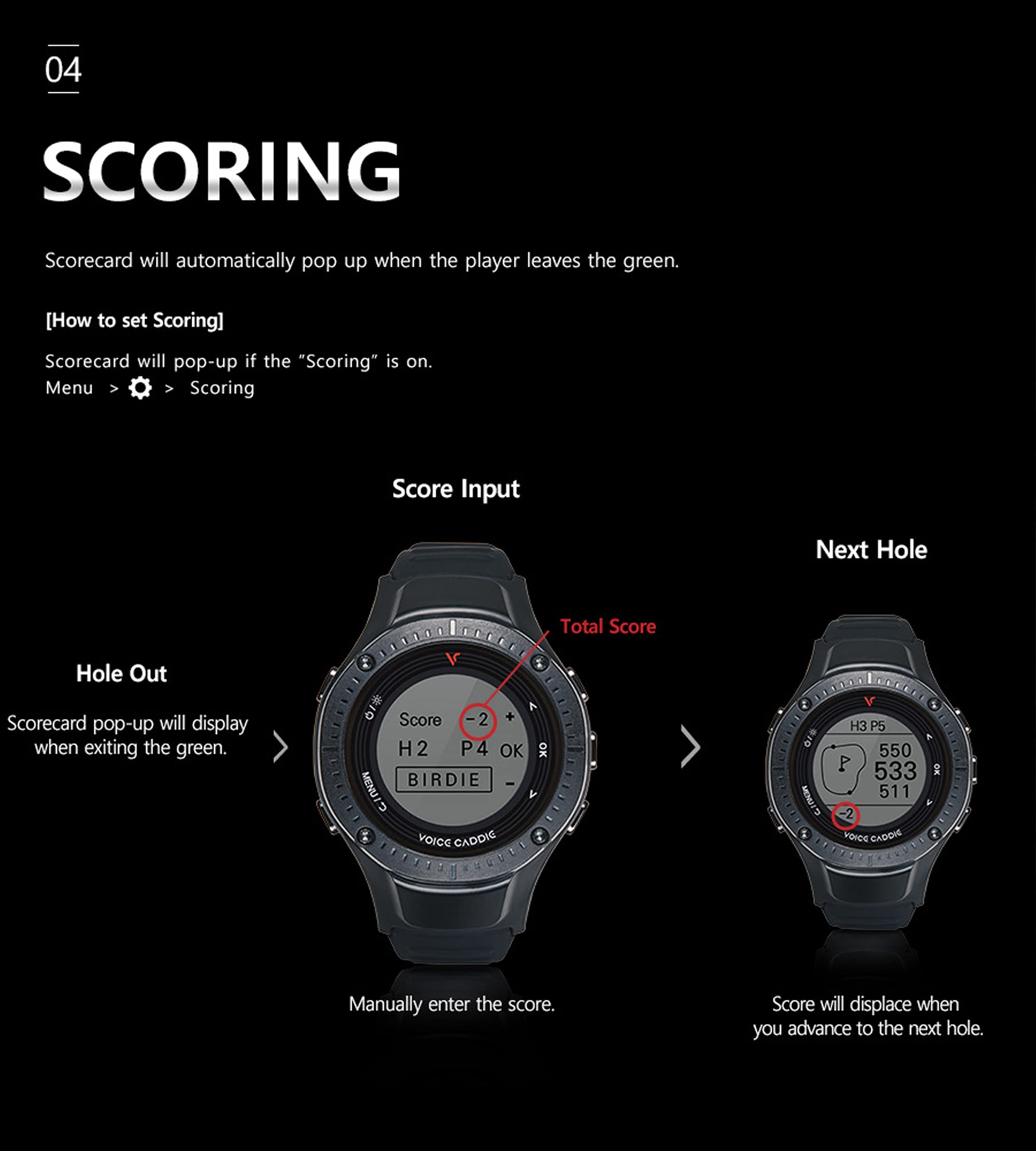 VOICE CADDIE Unisex G3 Golf GPS Watch, Negro, Correa ajustable