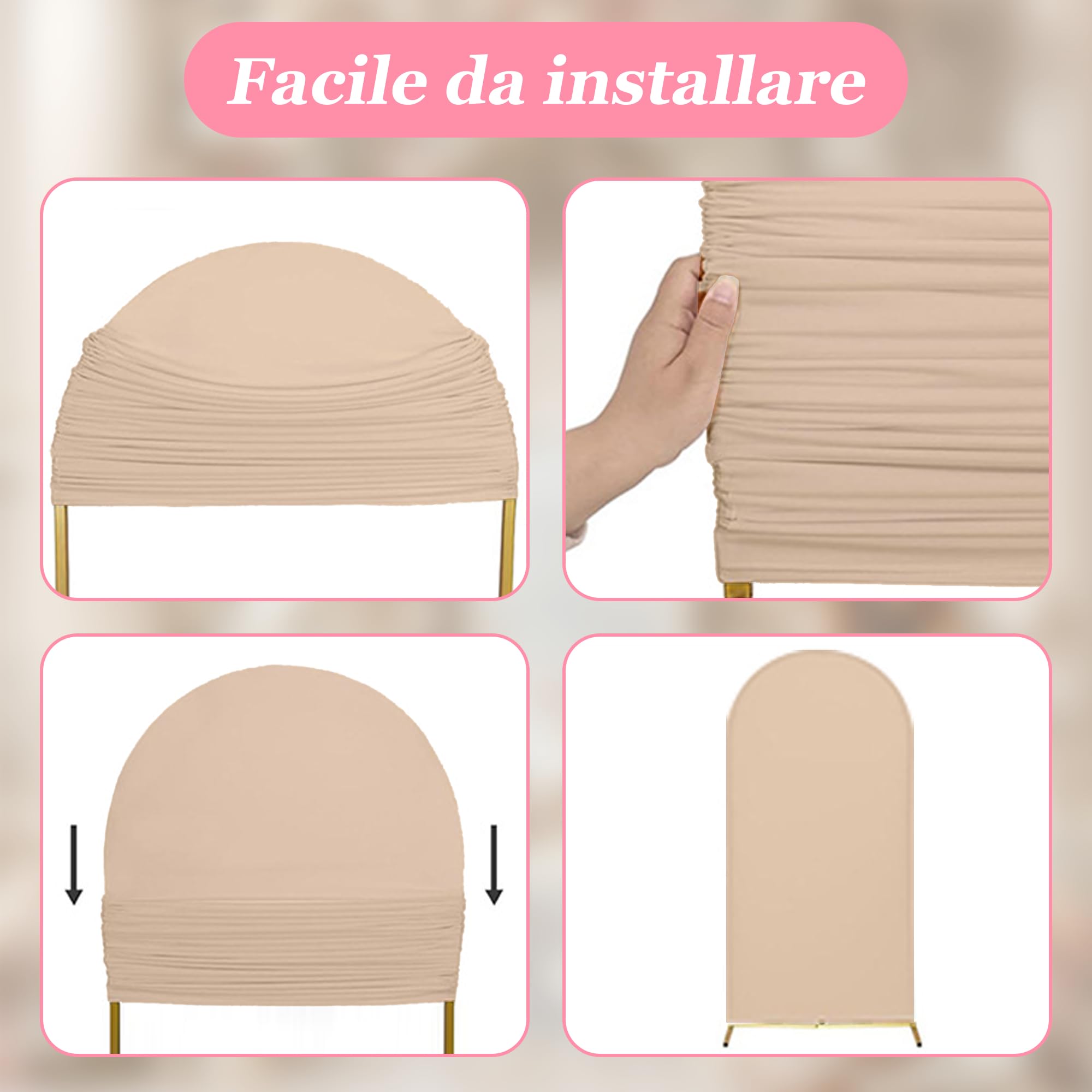 Copertura per arco nuziale | Copertura per sfondo arco nuziale Copertura per telaio arco | Adatta per matrimoni, feste di compleanno, cerimoni (Beige, 6.6FT)