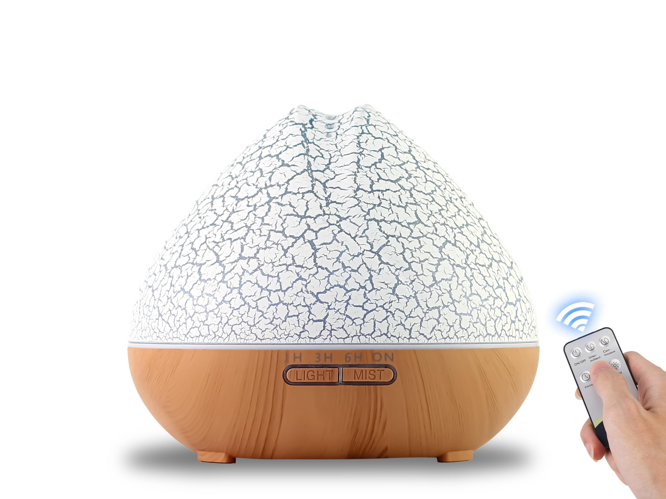 Essential Oil Diffuser, Aromatherapy Diffuser 500ml with Remote Control, 4 Timer & Auto-Off Safety Switch, 7 Color LED Lights Mode, 10 Hours Quiet Humidifier for Bedroom, Office & Home (Light Brown)