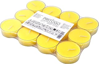 Pritogo Velas aromáticas maxi (12 unidades, color amarillo – citronela), carcasa de plástico, 4 horas de combustión, XXL, diámetro 5,8 x 2,3 cm