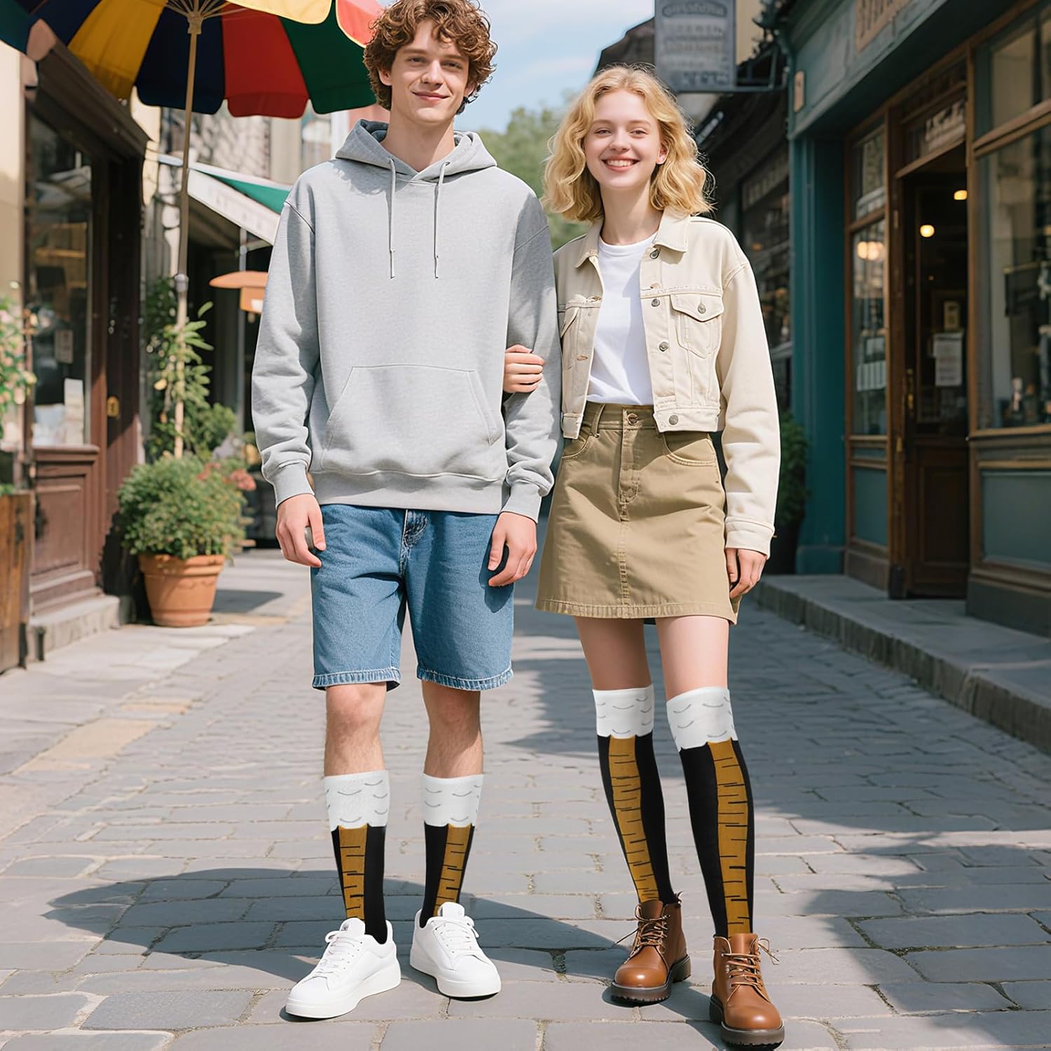 YOYOU Chicken Leg Feet Socks Novelty Crazy Knee High Compression Sock for Women Men, Silly Cute Socks for Prank Stuff Party - Image 7