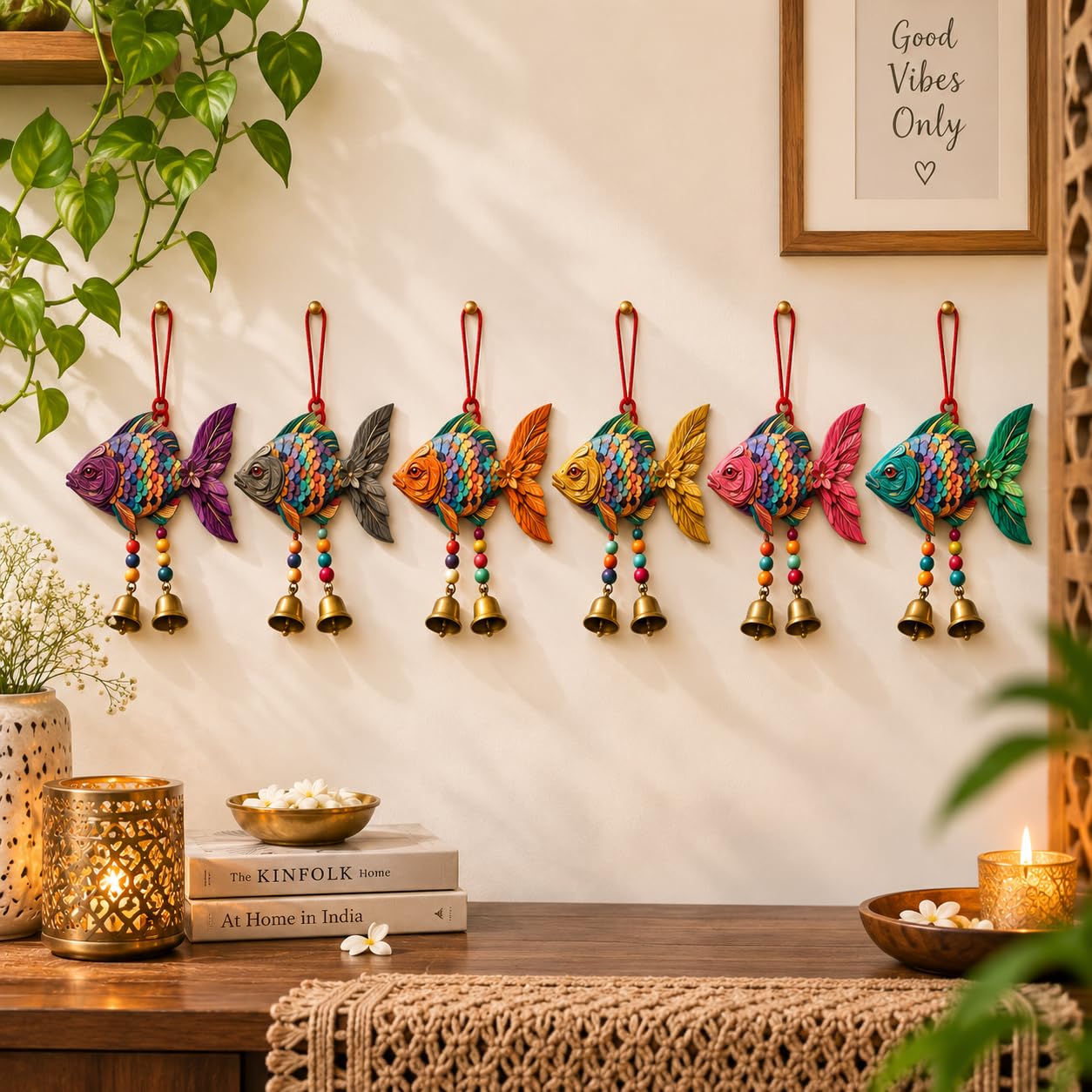 Multicolor Elephant Wind Chimes - Home Decor & Diwali Gift -18