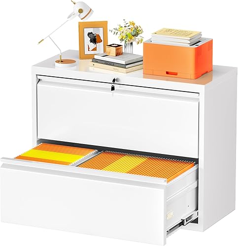 INTERGREAT Archivador blanco, archivador con 3 cajones con cerradura, archivador de metal debajo del escritorio para archivo legalcartaA4,