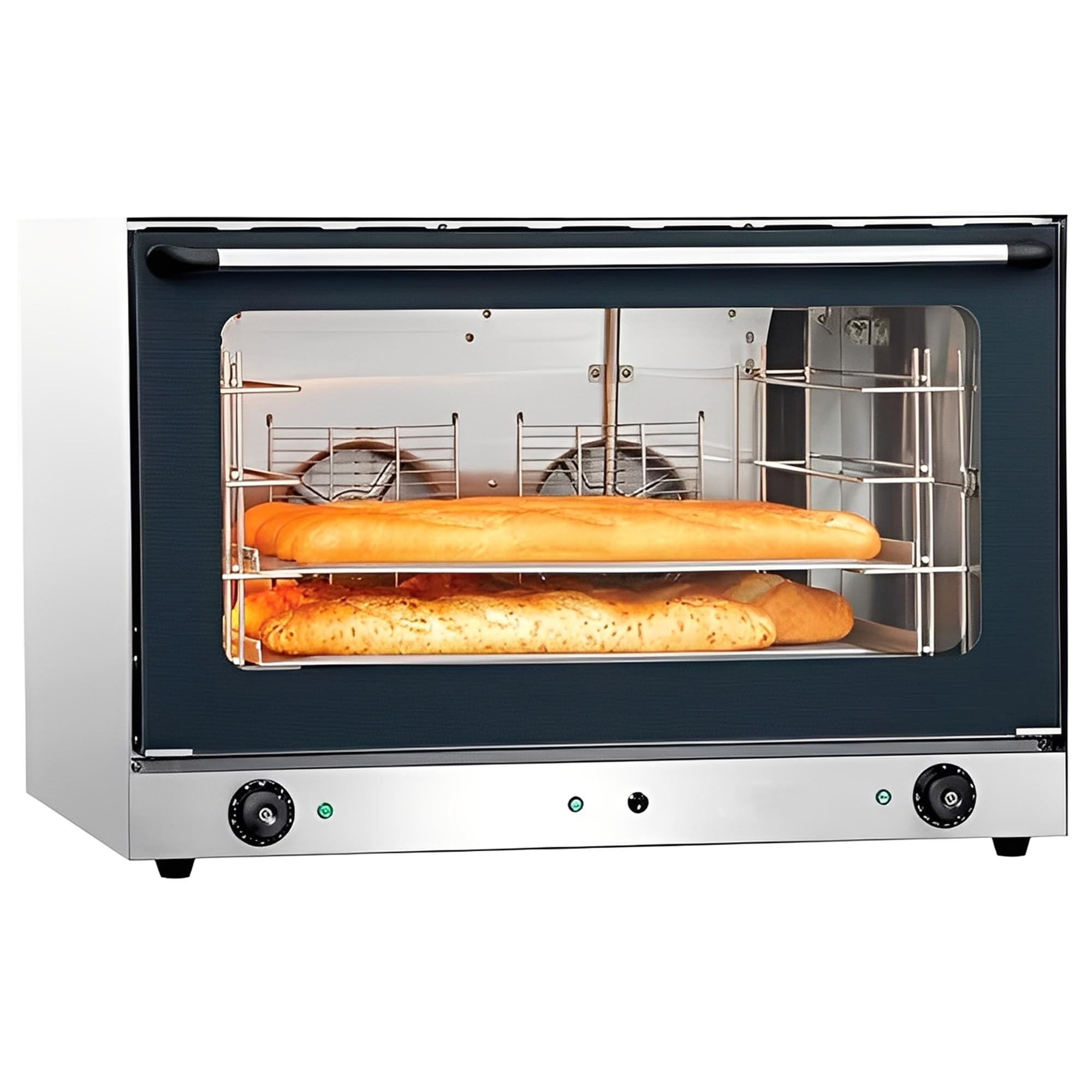 MBH - Forno elettrico industriale a convezione 60x40 per la ristorazione e la panificazione. Forno professionale per pane con 4 teglie da 60x40 cm per prodotti da forno e pasticceria.