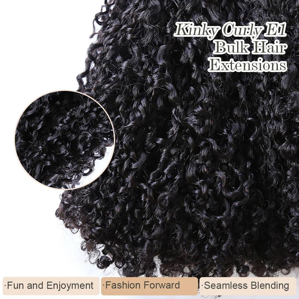 Afro Kinky Bulk Human Braiding Hair 100% Unprocessed Brazilian Virgin Human Hair Extensions Micro Kinky Curly Braids Hair Braids Double Drown Full End Bulk Hair 22 Inch 100g