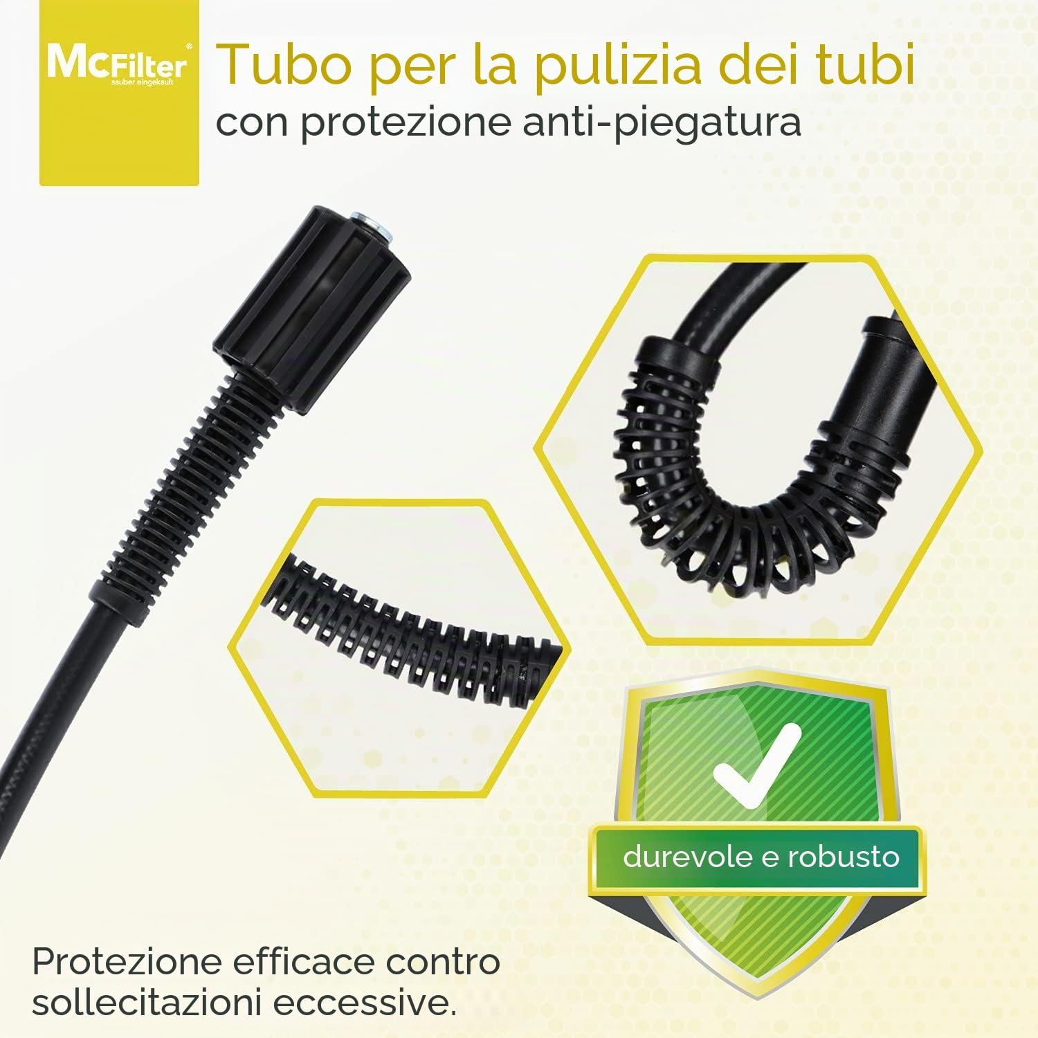 Tubo flessibile per la pulizia dei tubi, 25m, 160-200 bar, adattatore incluso, ugelli rigidi + rotanti, compatibile con le idropulitrici Karcher K2, K3, K4, K5, K6, K7