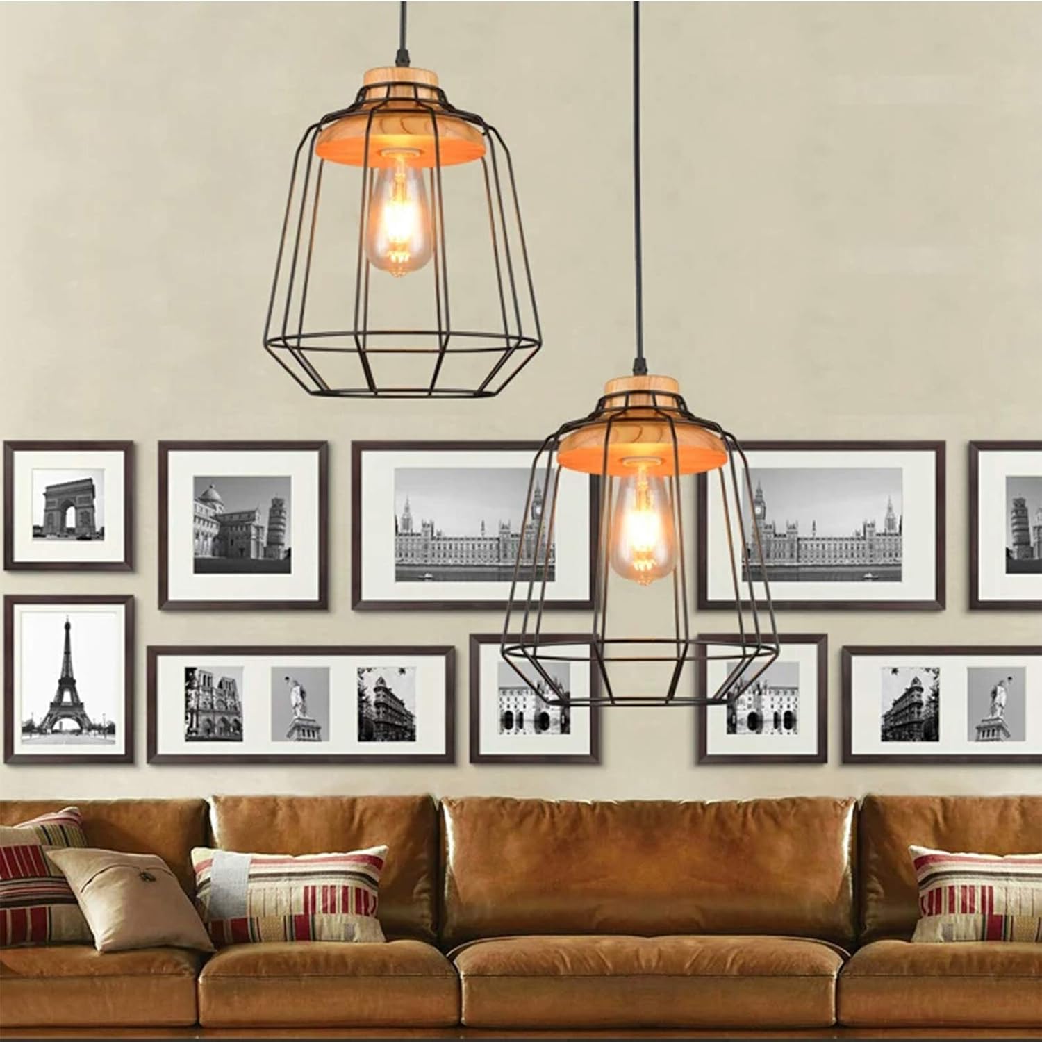 LED Dimmable Edison Light Bulbs 4W, 2200K-2400K Warm White (Amber Glass) ST64, E26 Base Pack of 6