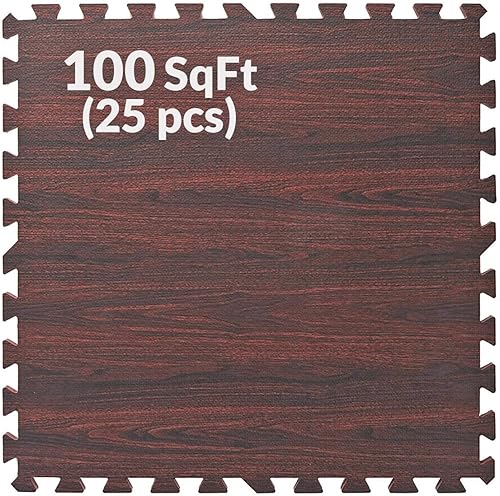 Miniatura 10 de Home Aesthetics Alfombrilla de espuma estampada de 100 pies cuadrados de 3/8 pulgadas de grosor, impresión de grano de madera marrón natural