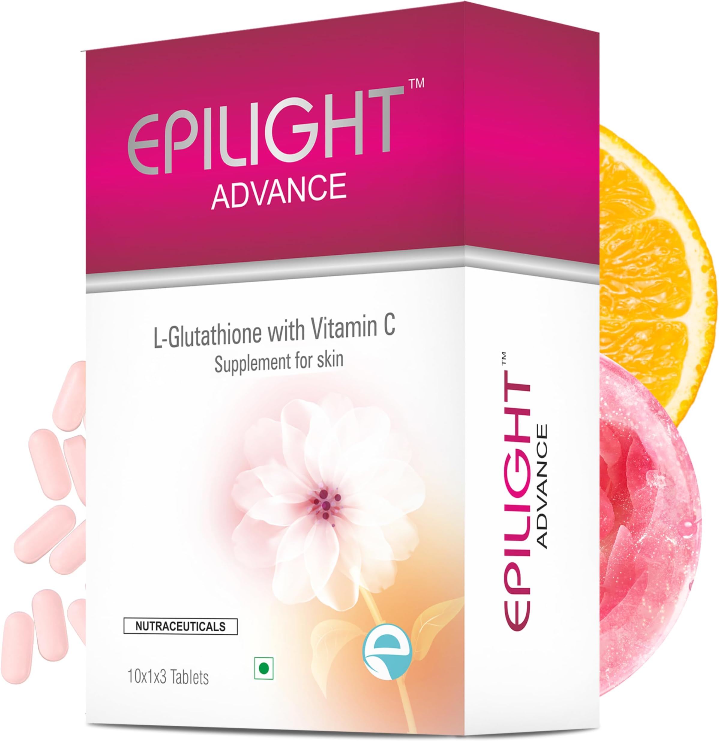 Advance L- Glutathione Tablets for Healthy & Glowing Skin for Men & Women with Vitamin C (30 Tablets) (Pack of 1)