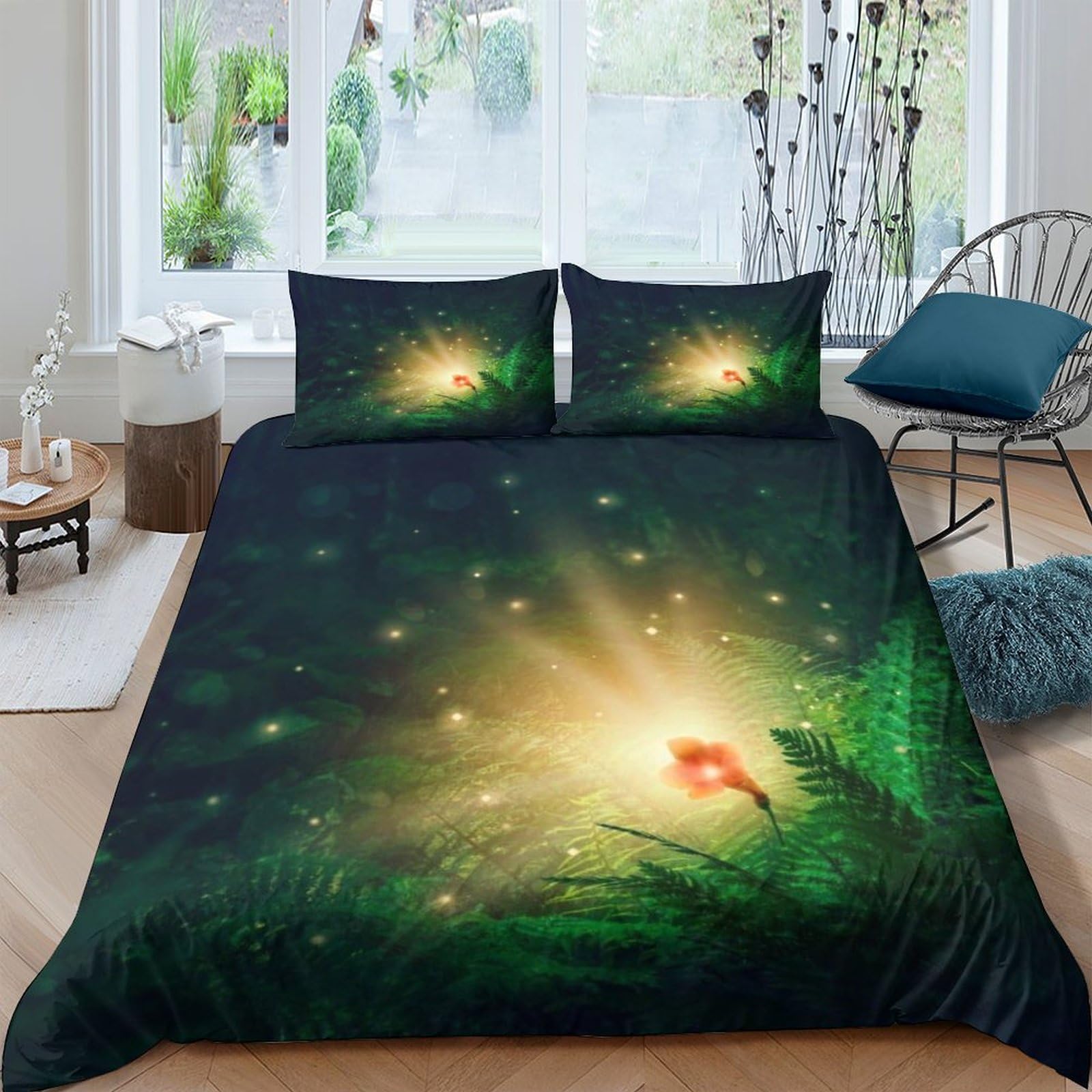 MXRMXR Flower 3D Printed Duvet Cover Set Soft Microfiber Quilt Cover Bedding Set with Pillowcases Comforter Cover for Kids Adult Teens King（220x240cm）
