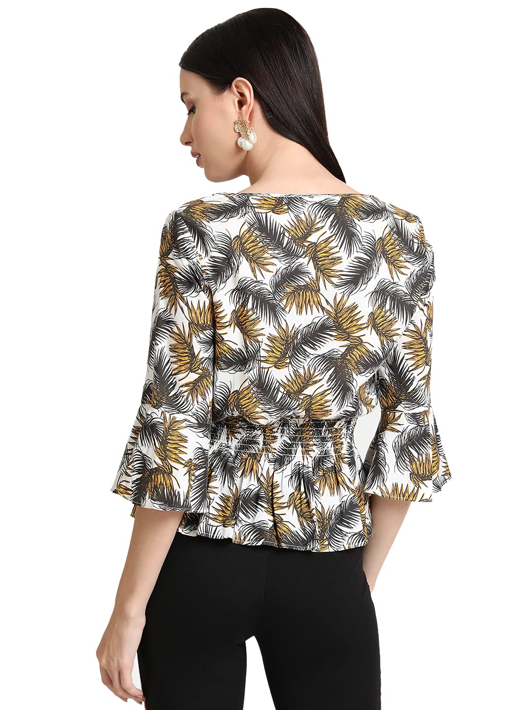Kazo Women's Herringbone Regular Top (120399MLTCLS_Multicolour S) 3