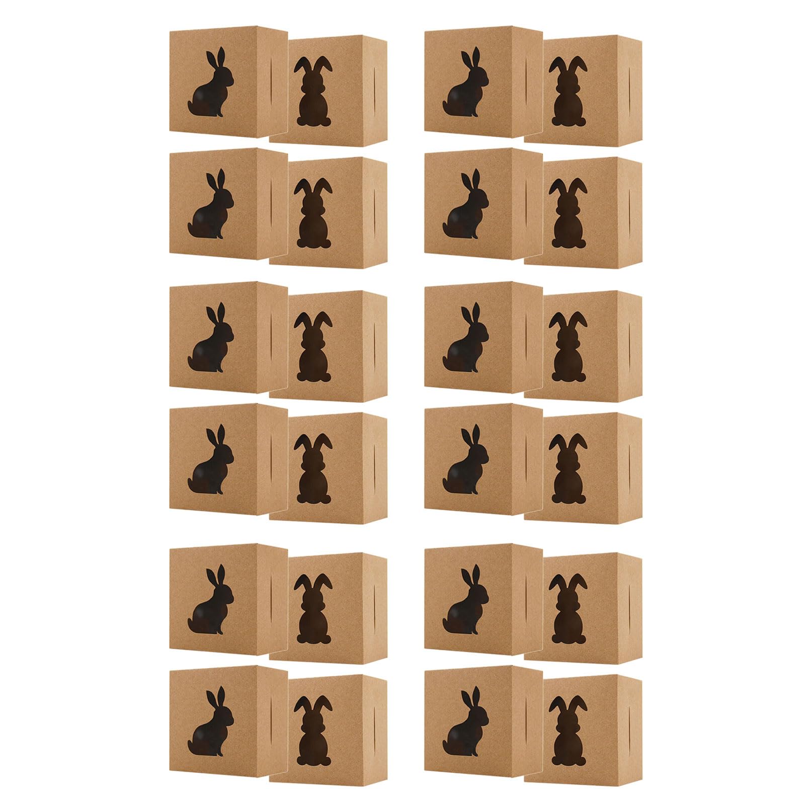 Coffret lapins de Pâques haut de gamme : 24 boîtes à friandises élégantes avec fenêtre