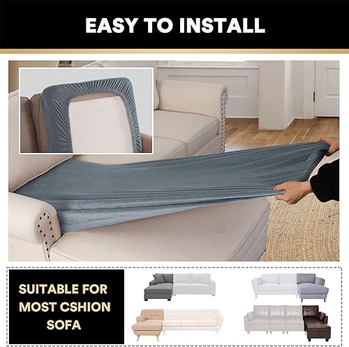 Vista 433 de PrinceDeco Fundas para sofá modular, 4 piezas, fundas de sofá para sofá seccional, fundas de terciopelo separadas para sofá seccional, en forma de L