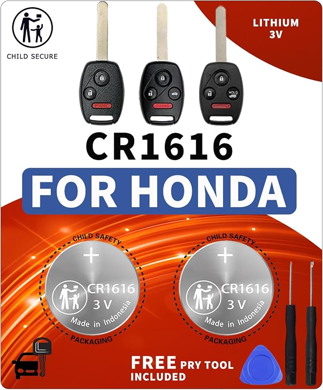 Bateria CR1616 3 V para Chave Honda BBXSA – Pacote com 2 e Ferramenta de Abertura