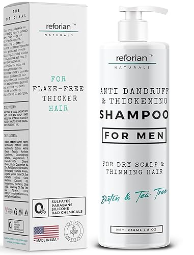 Champú anticaspa para hombres, champú de aceite de árbol de té para tratamiento de la caspa, zinc natural para cabellos adelgazantes