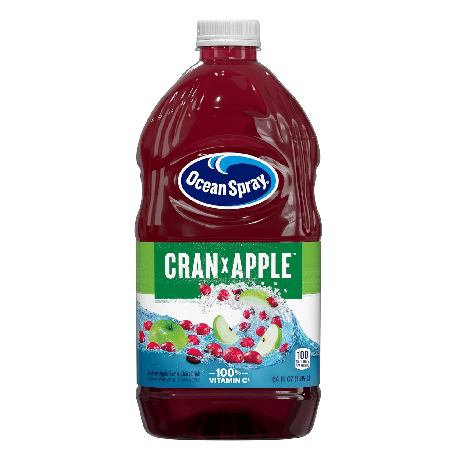 Ocean Spray Cran-Apple Cranberry Apple Juice Drink, 64 oz Bottle - Bold Tart-Sweet Flavor, 100% Vitamin C, No HFCS