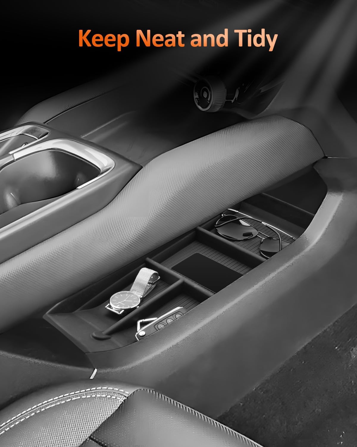 CDEFG for 2025 2026 Chevrolet Equinox EV Lower Console Organizer Tray - Under Center Console TPE Storage Interior Chevy Equinox EV Accessories