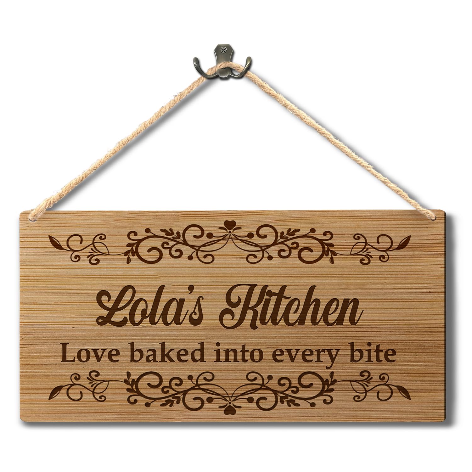 Lola's Kitchen Wooden Wall Hanging Sign - Kitchen Art for Home Dining Rooms, Mother's Day & Birthday Gifts from Grandkids to Lola, 12X6 Inch