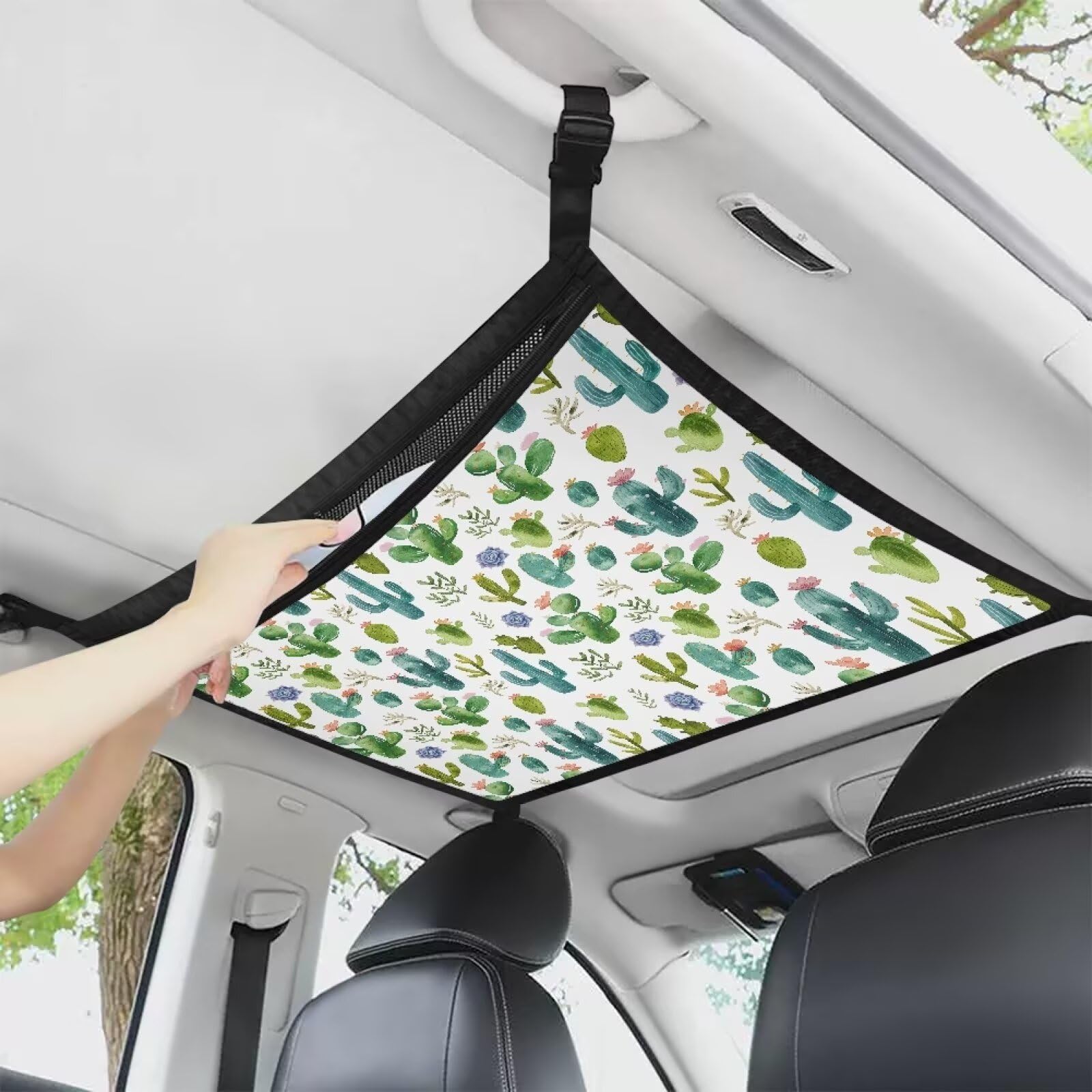 Tupalatus Cactus Car Storage Net 31x24 Inches for Small Items Car Roof Accessories Long Road Trip Travel Essentials Camping Accessories