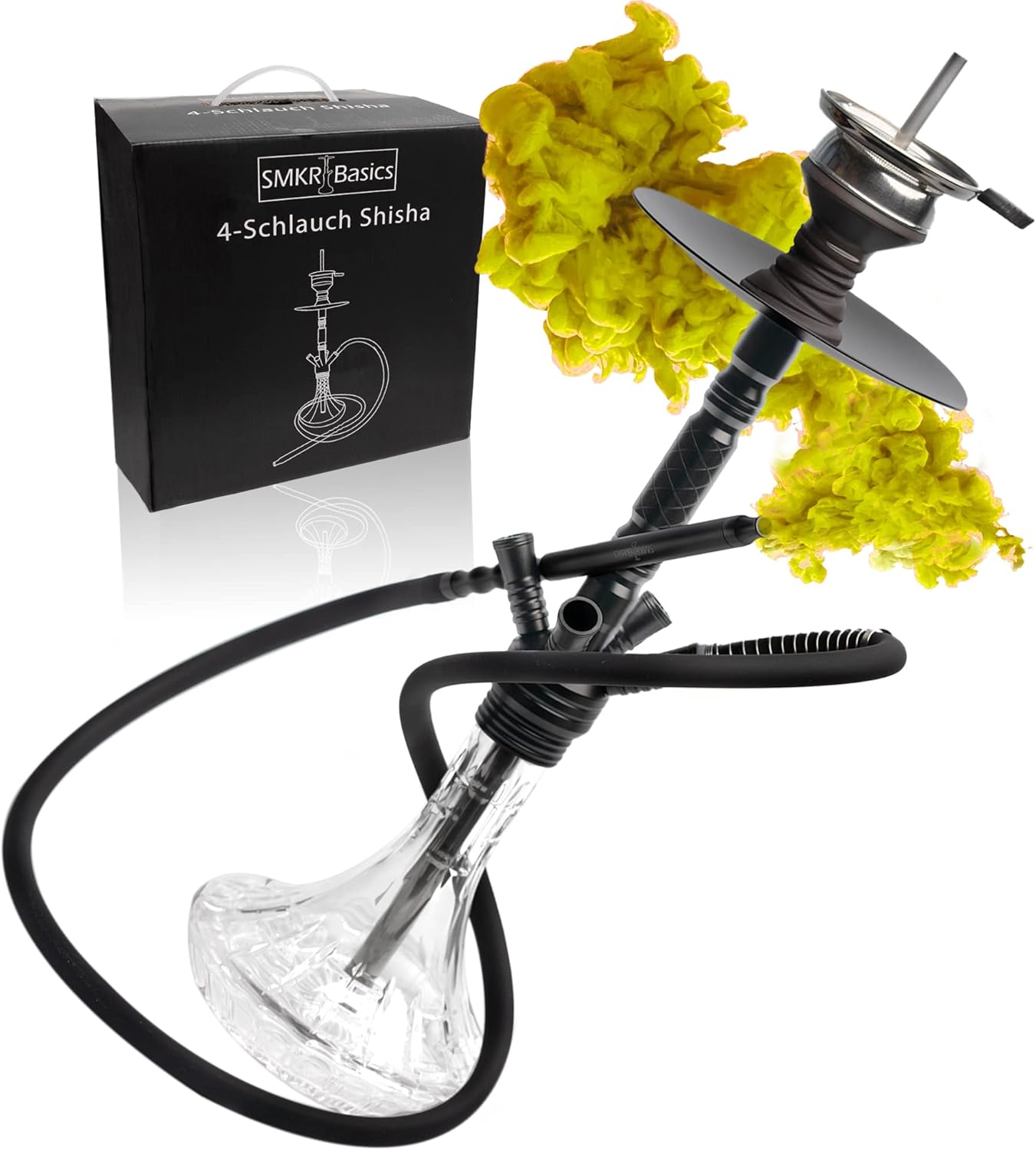 Black Series Shisha 4 Anschlüsse Set (Diffusor, Kopf mit Sieb