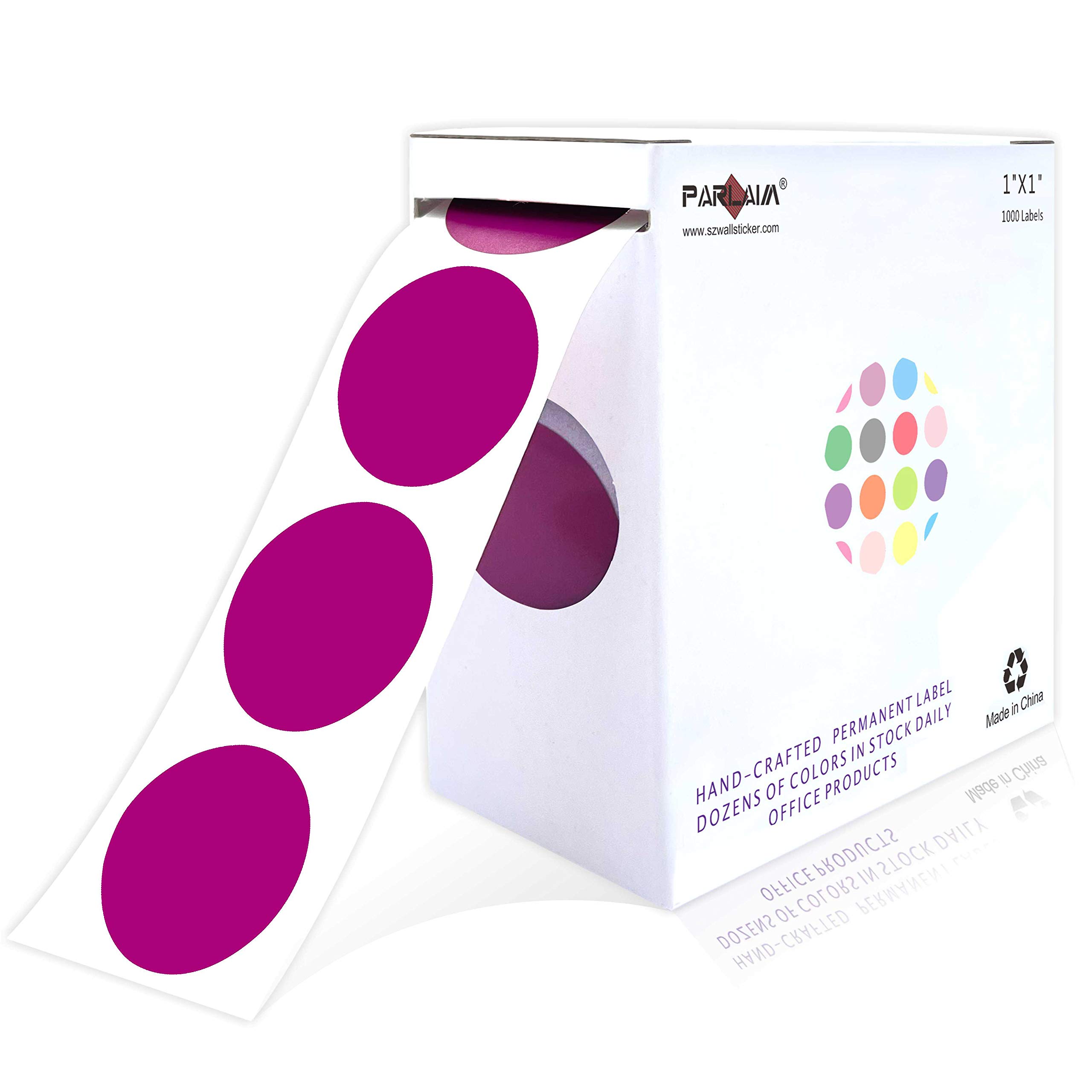 PARLAIM 1" Purple Round Color Coding Circle Dot Labels on a Roll, 1000 Stickers, 1 inch Diameter