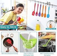 Vista 4 de TeamFar Silicone Kitchen Utensils, 7-Piece Kitchen Cooking Utensil Set with Turner Spoon Spatula Ladle, Perfect for Baking Cooking Mixing