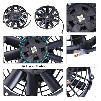 7''Inch Slim Fan Push Pull Electric Radiator Cooling Fan Black