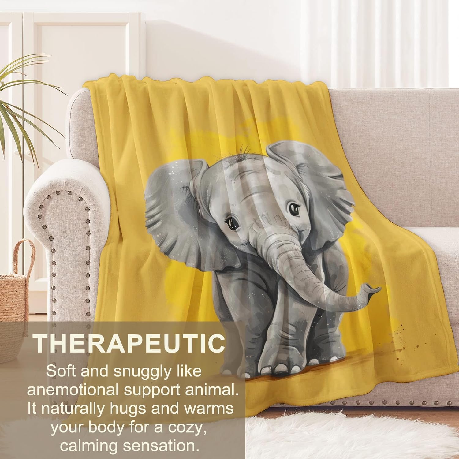 Flannel Elephant Blanket for Boys & Men, Kids - Soft & Warm Throw Blanket for Sofa, Couch, Bed & Living Room - 40" x 50"