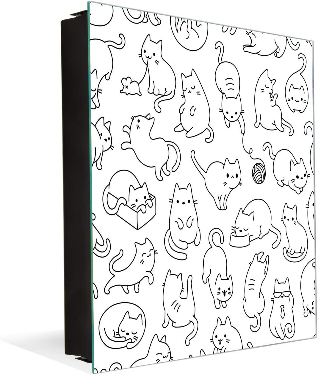 Concept Crystal 50 Keys Cabinet with Decorative Front Panel and Glass White Board K02 Cute Cats