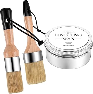 Clear Finishing Wax Furniture Wax Chalk Paint Sealing polish with 2 Brush 7 oz Sealing Wood polish for Painting Waxing Interior Furniture Cabinets Home Accessories