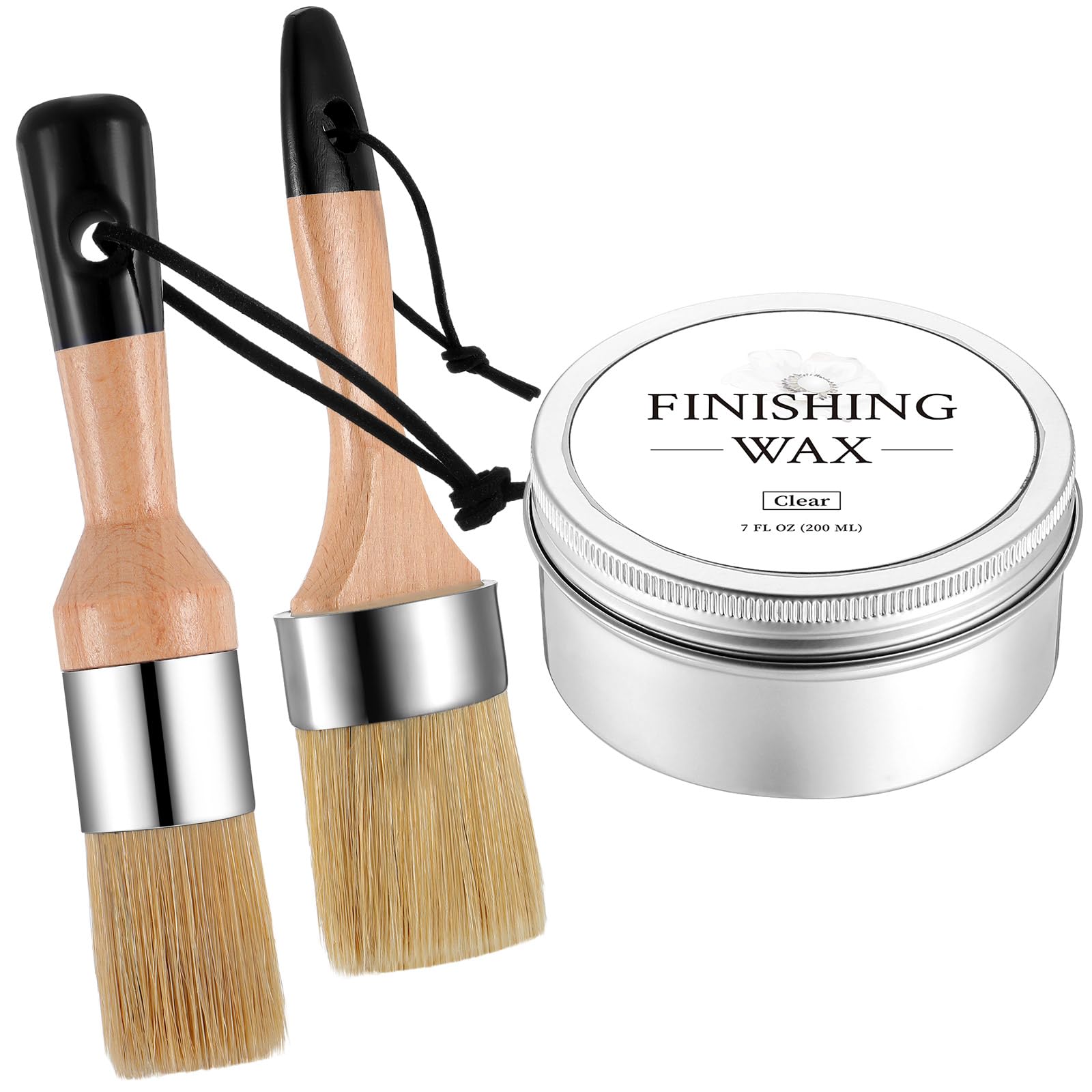 Clear Finishing Wax Furniture Wax Chalk Paint Sealing polish with 2 Brush 7 oz Sealing Wood polish for Painting Waxing Interior Furniture Cabinets Home Accessories
