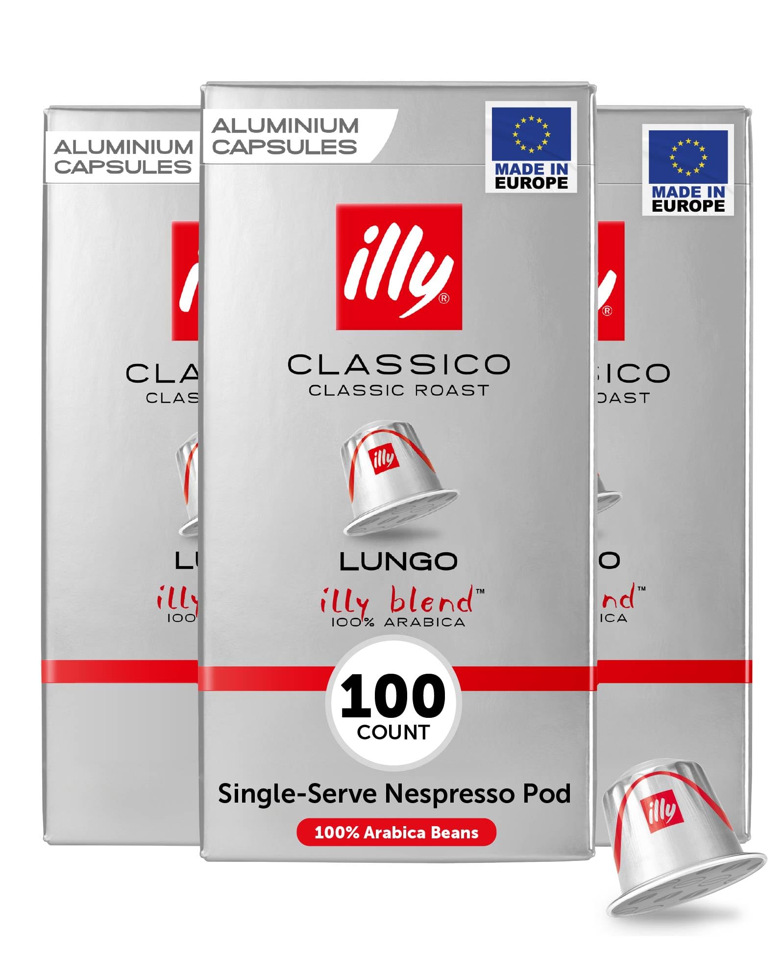 Espresso Compatible Capsules, Coffee Pods for Nespresso Original Line Machine, Classico Lungo Medium Roast, 100% Arabica, Premium Italian Coffee, Single Serve, 10 Count, 10 Pack