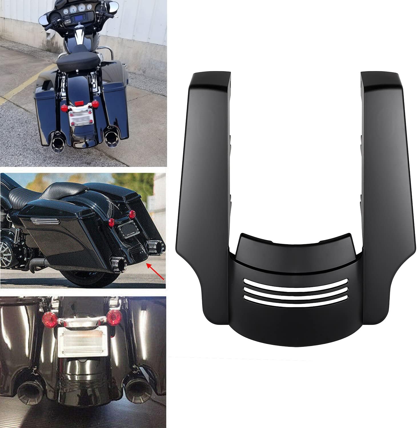 5" motorcycle rear fender extension stretched filler for harley touring street road glide electra glide road king 2009-2023 2015 2016 2017 2018 2019 2020 2021,matte black