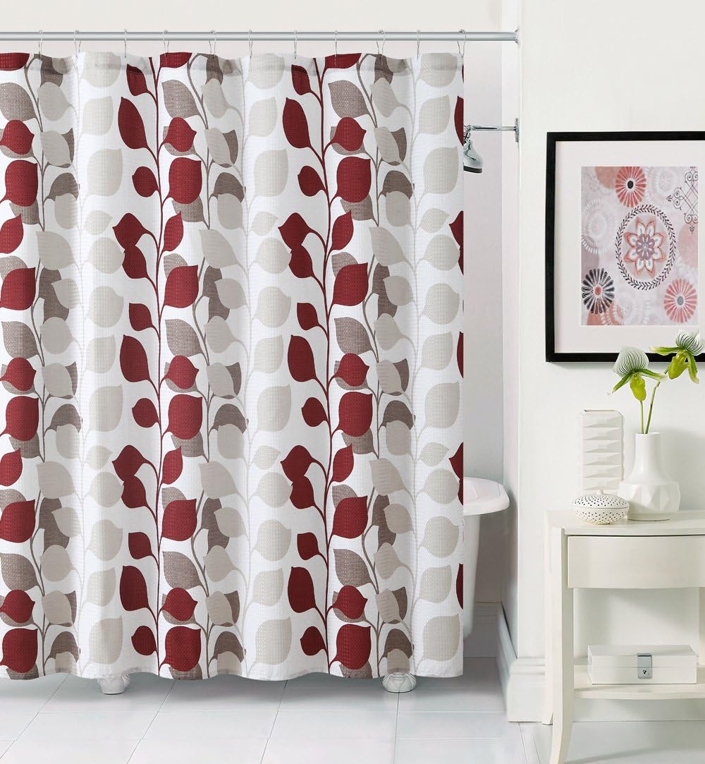 Luxury Home 13 Piece Sydney Shower Curtain Set, Neutral/Red