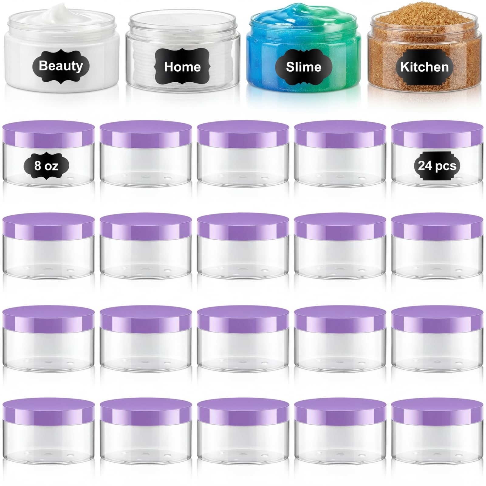Dandat 24 Pcs 8 oz Plastic Jar Container - refillable containers | Mubboo