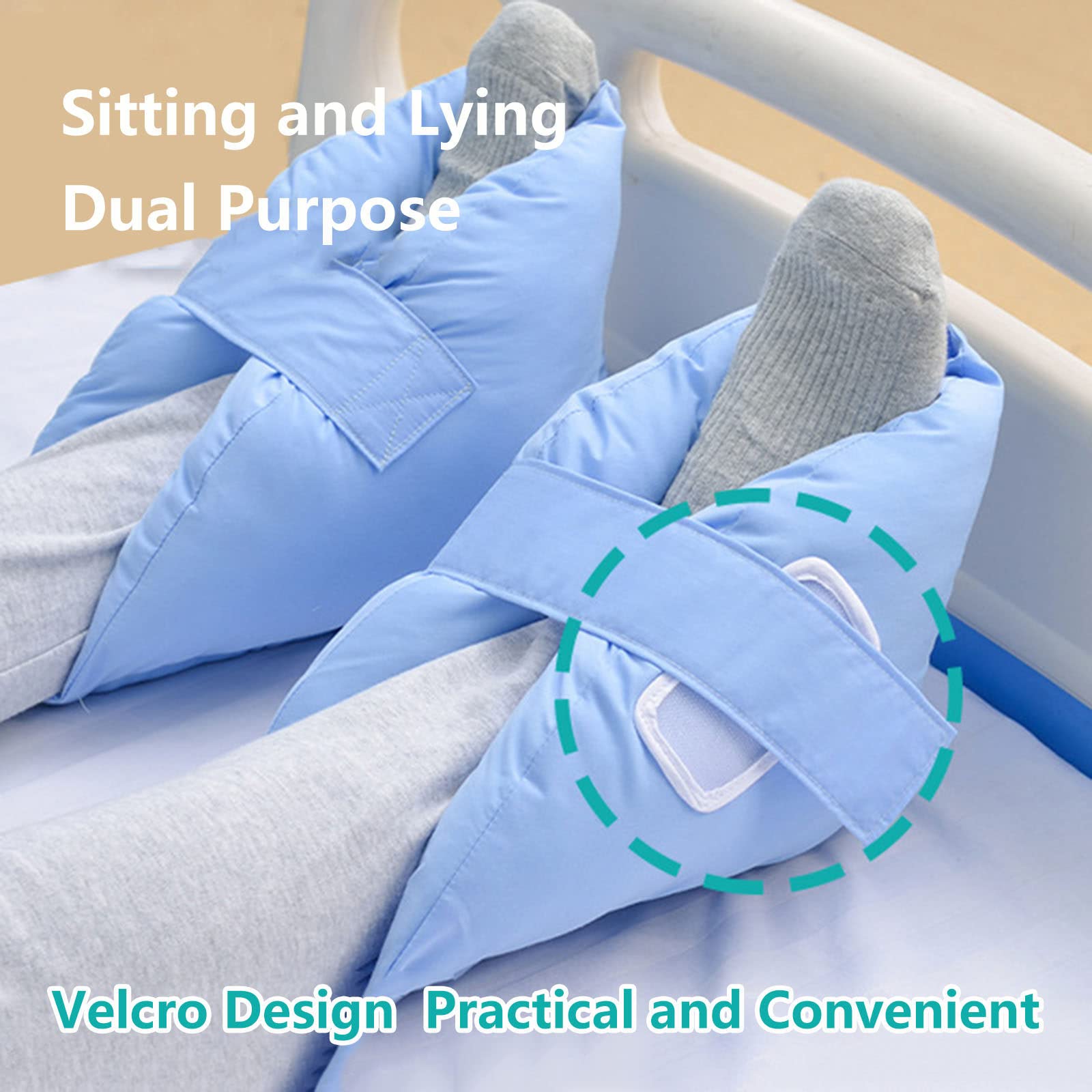 1 Par Protector De Talón Antiescaras, Suave Ajustables Cojín Elevador De Pies Antiescaras Con Cierre De Vel-cro, Para Pacientes Postrados En Cama Alivio De Úlceras Por Presión Y Las Escaras