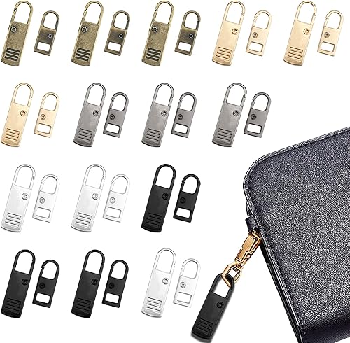 Paquete de 30 tiradores de cremallera de repuesto desmontable con cabezal de cremallera de metal, kit de reparación para zapatos, equipaje, maletas,