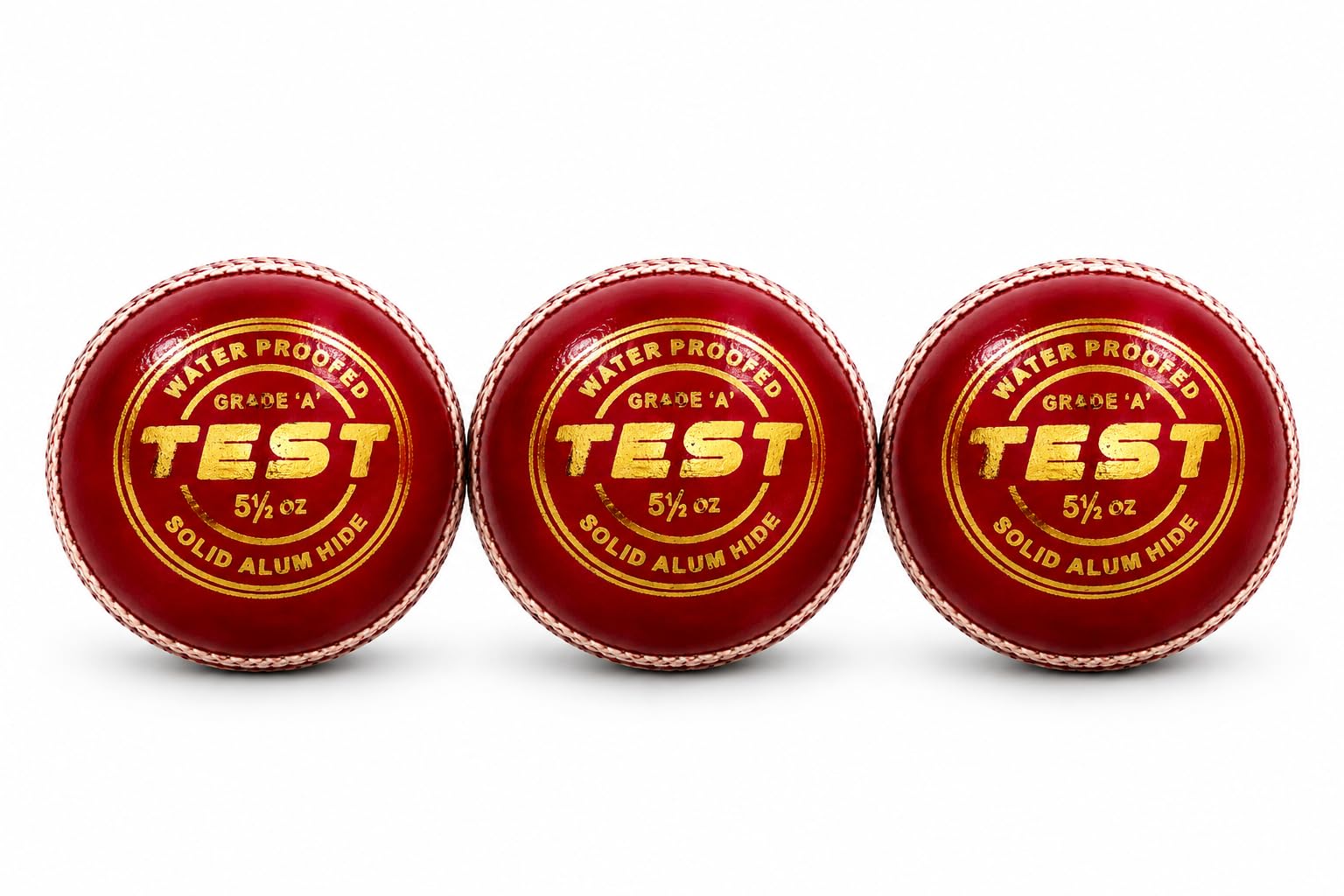 Vozee Club Test Leather Cricket Ball Red | 50 Over Cricket Ball (3) | Genuine Alum Tanned, Waterproof, 4-Piece Hand Stitched, 50 Over Match Ball, Practice & Matches-picture-17